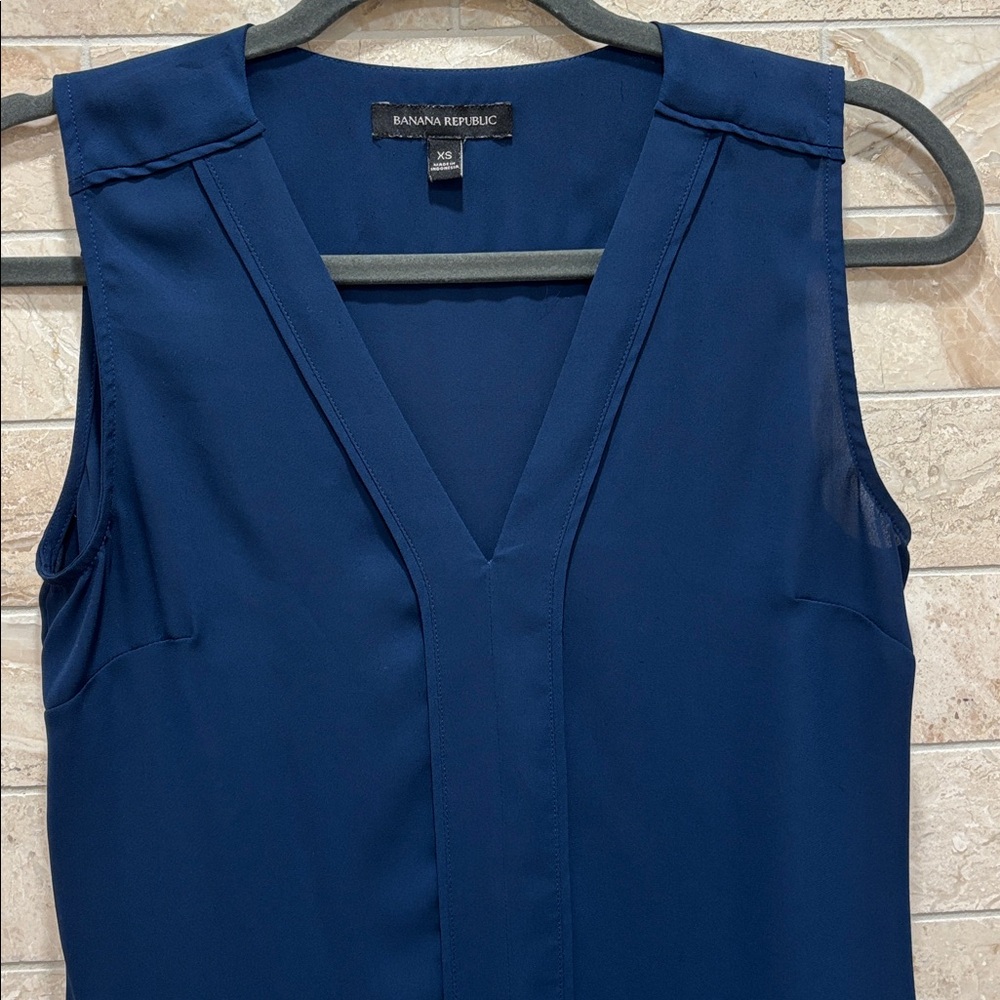 Banana Republic Deep Blue V-Neck Blouse